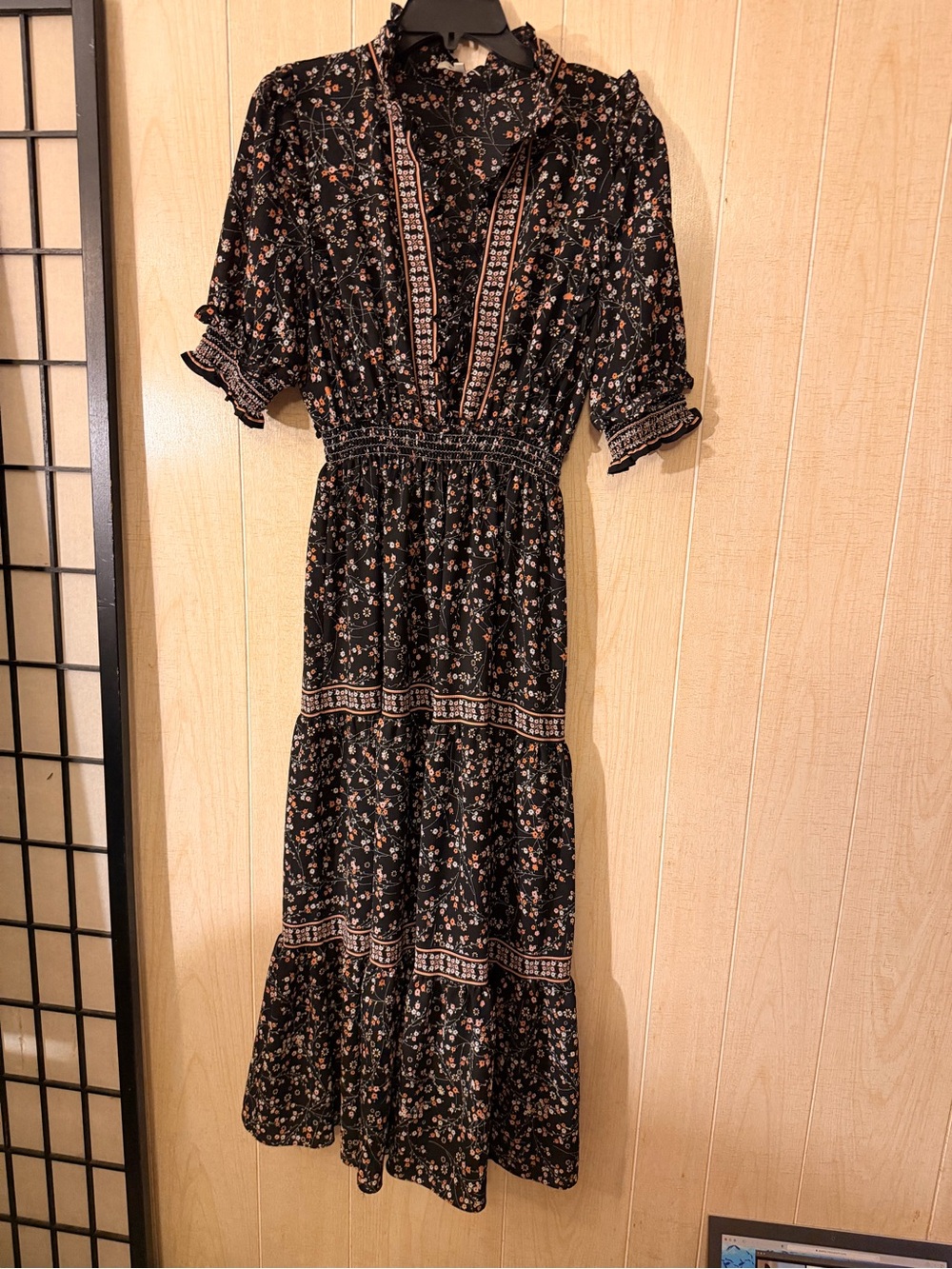 Max Studio Black Floral Tiered Maxi Dress